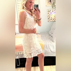 White Embroidered Lace Minidress